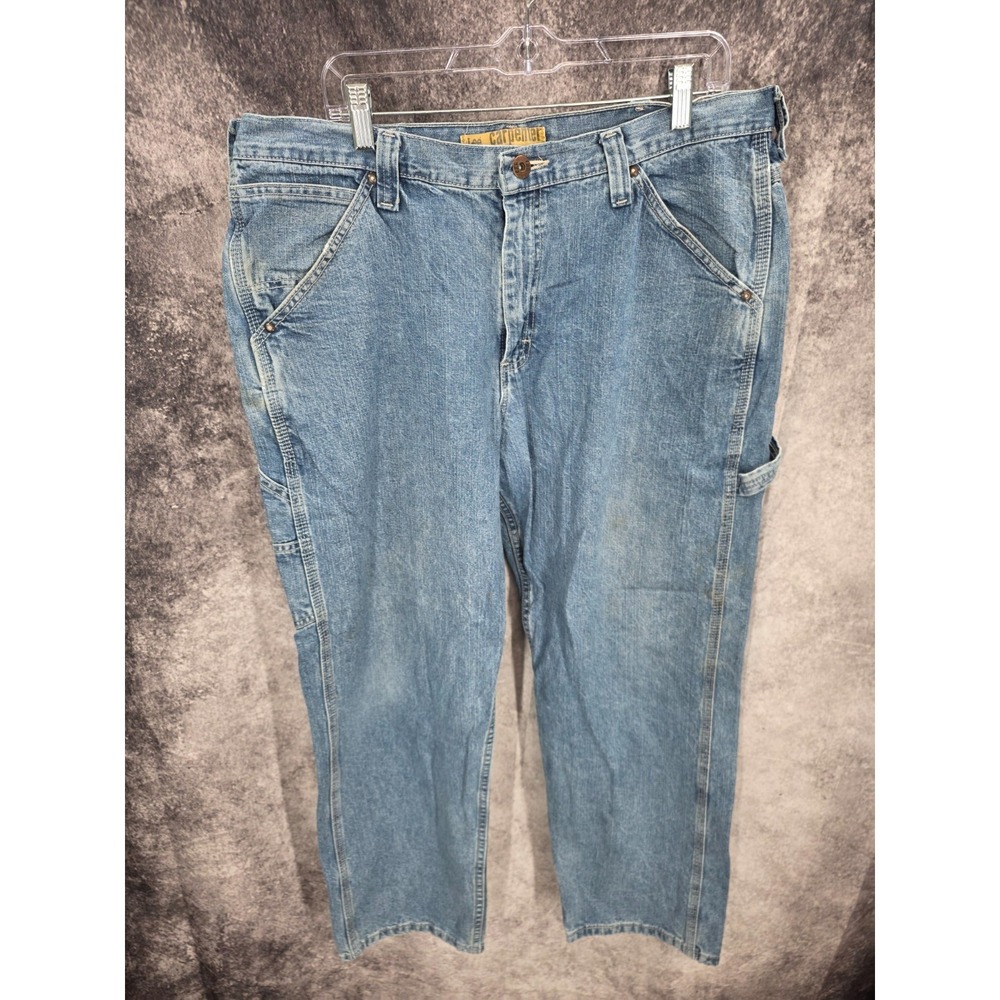 Lee Jeans Mens 38 X 30 Blue Carpenter Dungarees Medium Wash Cotton Workwear